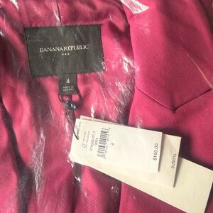 Banana Republic Raspberry Pink Italian Wool Blazer & Pants Set (Size 4)